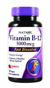 Natrol Vitamin B-12 5000mcg Fast Dissolve Tablets, Strawberry 100 ea (Pack of 5)