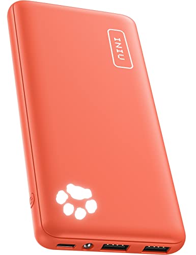 INIU Portable Charger, USB C Slimmest Triple 3A High-Speed 10000mAh Phone Power Bank, Flashlight External Battery Pack Compatible with iPhone 13 12 11 X Samsung S21 S20 Google LG iPad, etc (Orange)