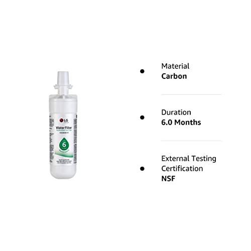 LG LT700P- 6 Month / 200 Gallon Capacity Replacement Refrigerator Water Filter (NSF42 and NSF53) ADQ36006101, ADQ36006113, ADQ75795103, or AGF80300702 , White , Single