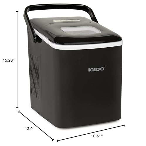 Igloo Premium Self-Cleaning Countertop Ice Maker Machine, Handled Portable Ice Maker, Produces 26 lbs. in 24 hrs. with Ice Cubes Ready in 6-8 minutes, Comes with Ice Scoop and Basket