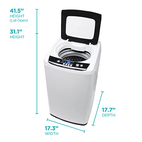 BLACK+DECKER Small Portable Washer, Washing Machine for Household Use, Portable Washer 0.9 Cu. Ft. with 5 Cycles, Transparent Lid & LED Display