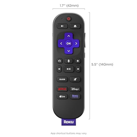 Roku Voice Remote Pro (2nd Ed.) | Rechargeable TV Remote Control with Hands-free Voice Controls, Backlit Buttons, & Lost Remote Finder - Replacement Remote Compatible with All Roku TV, Players & Audio