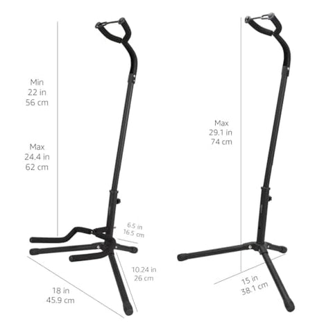 Amazon Basics Foldable Padded Guitars Stand for Acoustic, Electric, Bass and Banjos, Sturdy and Portable, Black