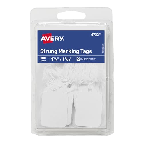 Avery White Strung Marking Tags, 1.75 x 1.09 Inches, Pack of 100 (6732)