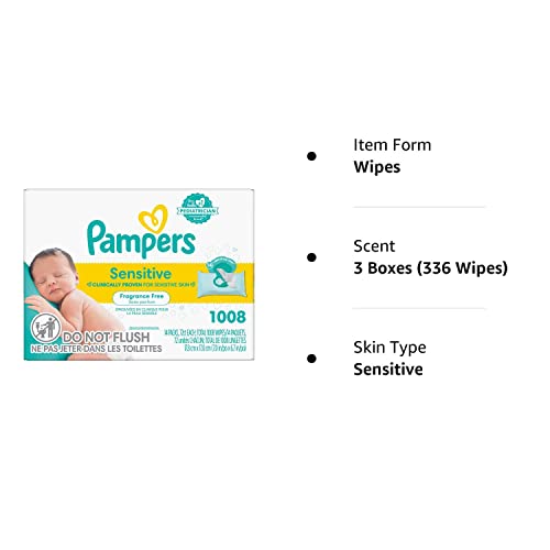 Pampers Baby Wipes Sensitive 18 count Pop-Top Packs, 1008 Wipes Total