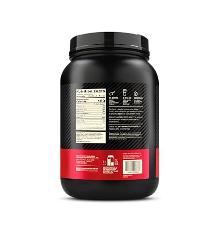 Optimum Nutrition Gold Standard 100% Whey Protein Powder, Vanilla Ice Cream, 2 Pound (Pack of 1)