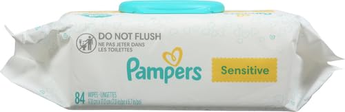 Pampers Baby Wipes Sensitive Perfume Free 1X Pop-Top Pack 84 Count