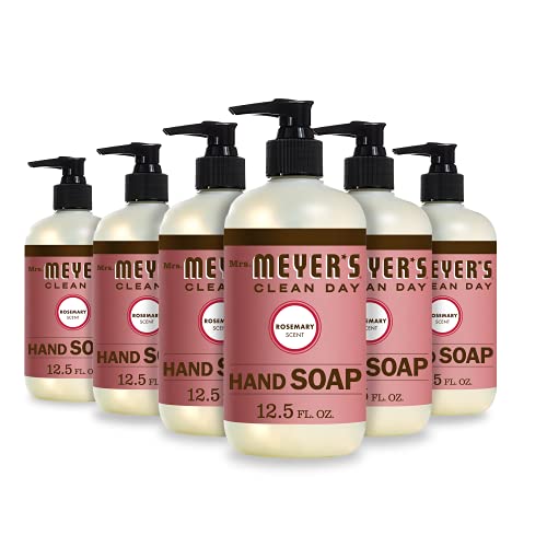 MRS. MEYER'S CLEAN DAY Hand Soap, Made with Essential Oils, Biodegradable Formula, Rosemary, 12.5 fl. oz - Pack of 6