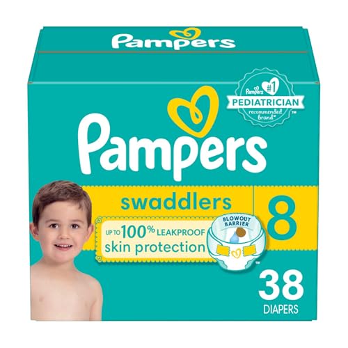 Pampers Baby Diapers - Swaddlers - Size 8, 38 Count, Ultra Soft Disposable Infant Diaper