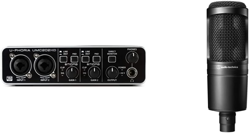 Behringer UMC202HD Audiophile 2x2, 24-Bit/192 kHz USB Audio Interface with Midas Mic Preamplifiers | For Recording Microphones and Instruments