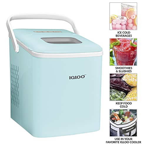 Igloo Automatic Self-Cleaning Portable Electric Countertop Ice Maker Machine With Handle, 26 Pounds in 24 Hours, 9 Ice Cubes Ready in 7 minutes, With Ice Scoop and Basket