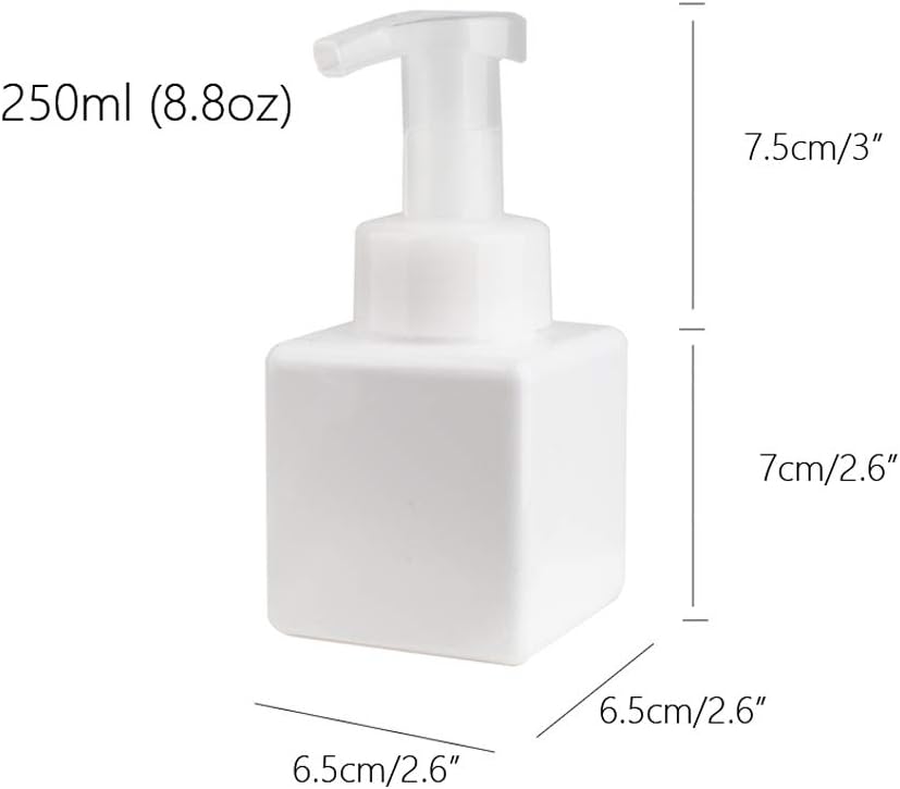 Foaming Soap Dispenser, 9oz Plastic Refillable Pump Bottle, 2 Pack, White