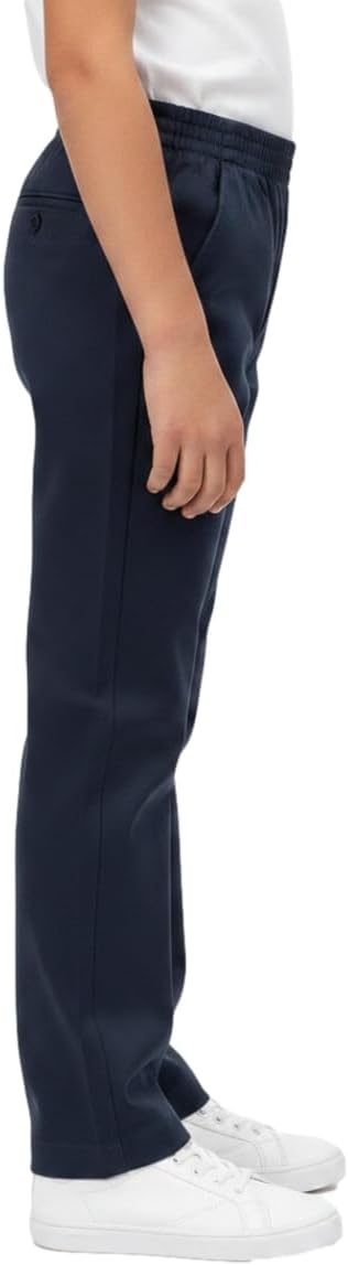 unik Boys Uniform Pants, Pull-On Elastic Waist School Trousers for Kids, Comfort Twill Pants with Pockets, Size 4-16