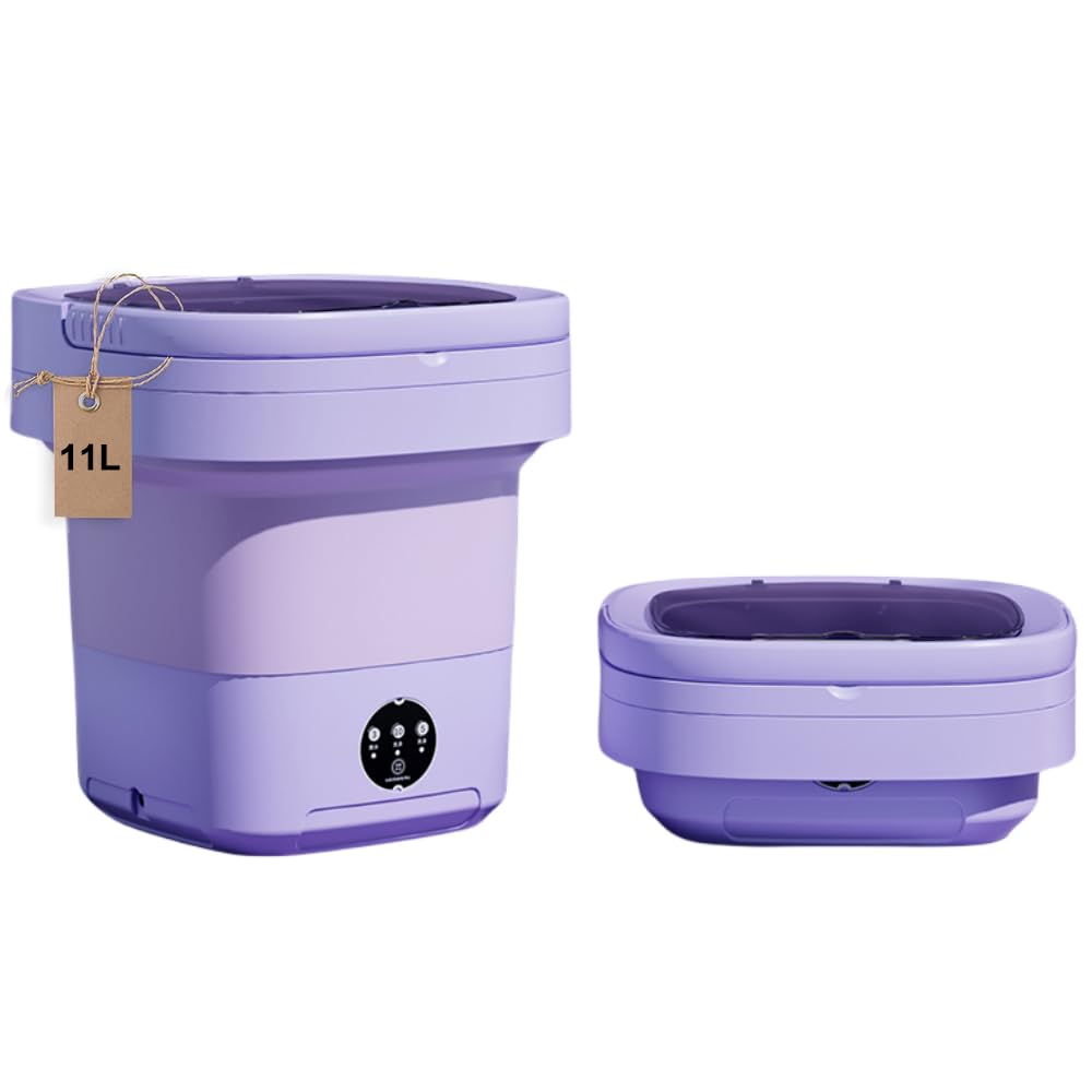 Portable washing machine,Mini Washer,11L upgraded large capacity foldable Washer.Deep cleaning of underwear, baby clothes and other small clothes.Suitable for apartments, dormitories, hotels.(Purple)