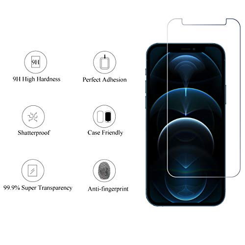 Ailun 2 Pack Screen Protector for iPhone 12 Pro Max [6.7 inch] + 2 Pack Camera Lens Protector, Case Friendly Tempered Glass Film,[9H Hardness]- HD [4 Pack]