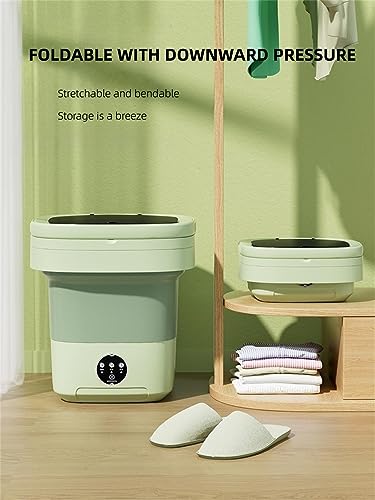 Portable washing machine,Mini Washer,11L upgraded large capacity foldable Washer.Deep cleaning of underwear, baby clothes and other small clothes.Suitable for apartments, dormitories, hotels.(Green)