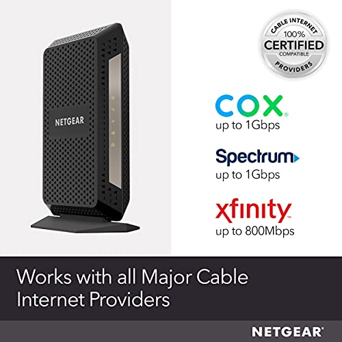 NETGEAR Cable Modem DOCSIS 3.1 (CM1000) Gigabit Modem, Compatible with All Major Cable Providers Including Xfinity, Spectrum, Cox, For Cable Plans Up to 1 Gbps,Black