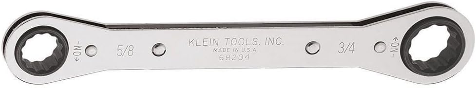 Klein Tools 68204 Ratcheting Box Wrench, Made in USA, 5/8-Inch x 3/4-Inch with Reverse Ratcheting and Chrome Plated Finish