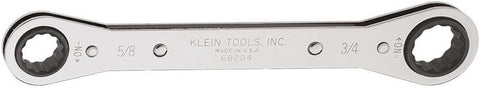 Klein Tools 68204 Ratcheting Box Wrench, Made in USA, 5/8-Inch x 3/4-Inch with Reverse Ratcheting and Chrome Plated Finish