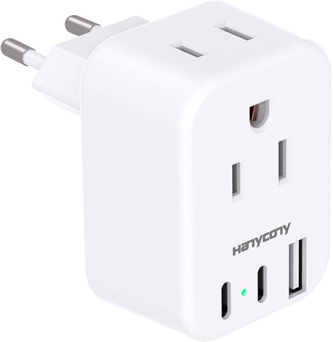 European Travel Plug Adapter, International Power Adapter, US to Europe