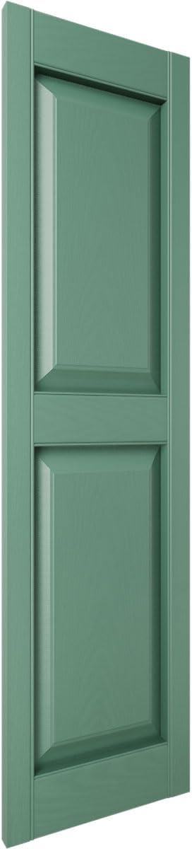 Ekena Millwork Lifetime Vinyl LP2S14X05500FG Standard Two Equal Panel Vinyls, Raised Panel Vinyl Shutters, w/Installation Shutter-Lok's & Matching Screws (Per Pair), 14 3/4"W x 55"H, Forest Green