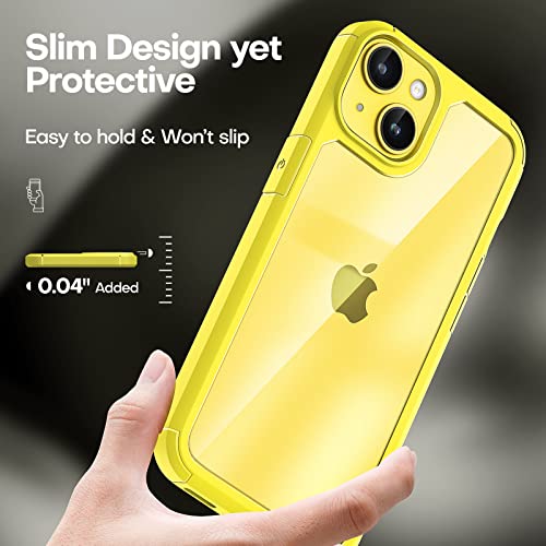 TAURI 5-in-1 Designed for iPhone 14 Case, [Not Yellowing] with 2X Screen Protectors + 2X Camera Lens Protectors, [Military Grade Drop Protection] Shockproof Slim 14 Cover 6.1 Inch - Yellow