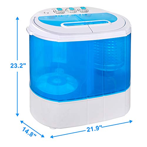 SUPER DEAL Small Portable Washing Machine 9.9lb Mini Compact Washer Twin Tub Laundry Machine Top Load Spinning and Washing Combo 6.57 FT Inlet Gravity Drain Hose