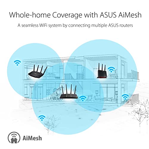 ASUS AX3000 WiFi 6 Router (RT-AX57) - Dual Band Gigabit Wireless Internet Router, Gaming & Streaming, AiMesh Compatible, Included Lifetime Internet Security, Parental Control, MU-MIMO, OFDMA