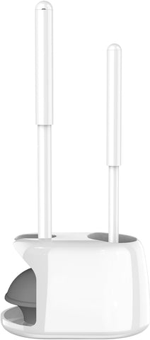 SetSail Toilet Brush and Plunger Set, Semi-Hidden Toilet Plungers, White