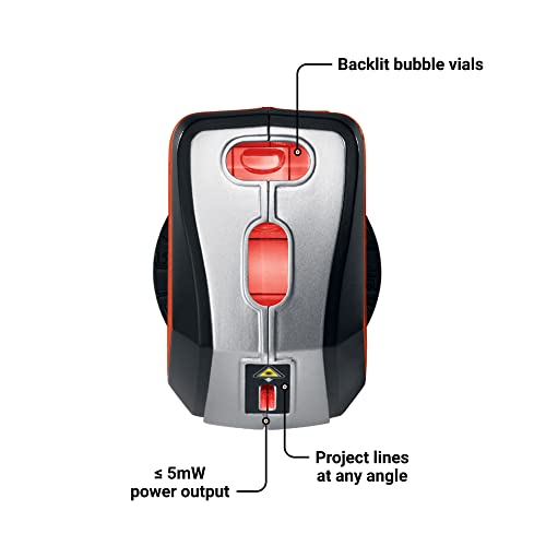 BLACK+DECKER Laser Level, Self-Leveling, 360 Degree Wall Attachment, AA Batteries Included (BDL220S)