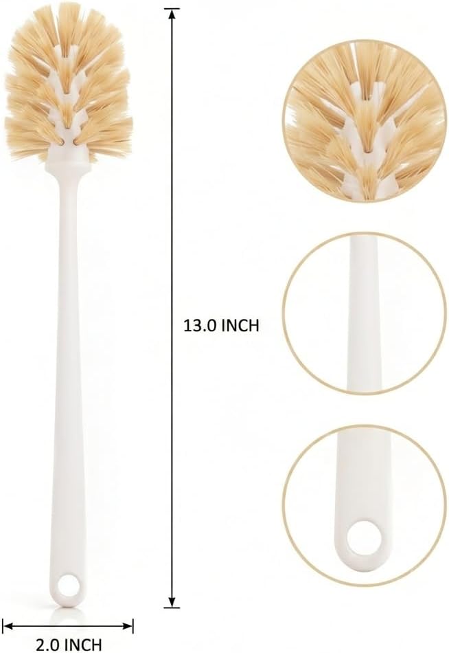 Bottle Brush Cleaner,Long Plastic Handle,Soft Bristle&Non-Scratch,Cleans and Scrubs Hard to Reach Coffee Cups,Mason,Thermos,Glass Bottle,Beer Bottles,Wine Bottles,Baby Bottle,Mugs