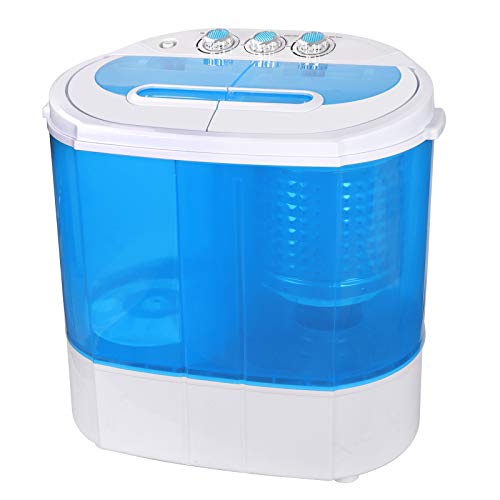 SUPER DEAL Small Portable Washing Machine 9.9lb Mini Compact Washer Twin Tub Laundry Machine Top Load Spinning and Washing Combo 6.57 FT Inlet Gravity Drain Hose