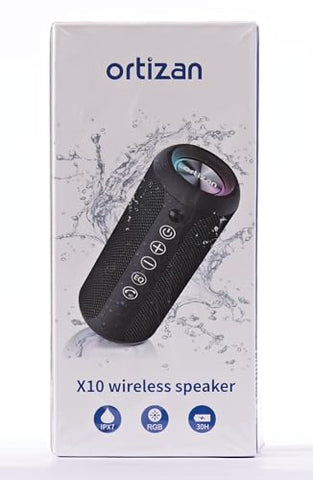 Ortizan Portable Bluetooth Speaker: IPX7 Waterproof, 24W Loud Sound, Deep Bass, Bluetooth 5.3, LED Lights, Wireless Stereo Pairing, 30H Playtime, for Home/Outdoor/Party/Beach, Birthday Gift (Black)