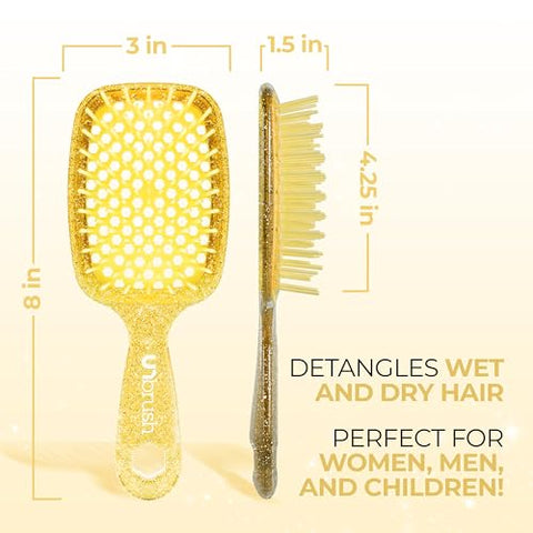 FHI Heat UNbrush Detangling Brush for Pain-Free Brushing on All Wet or Dry Hair Types — Durable DuoFlex Anti-Static Bristles, Lightweight Handle, Vented Hair Brush, Amber Yellow