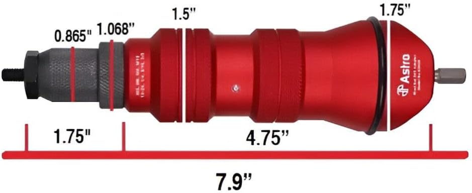 Astro Pneumatic Tool ADN38 XL Rivet Nut Drill Adapter Kit - 3/8" Capacity