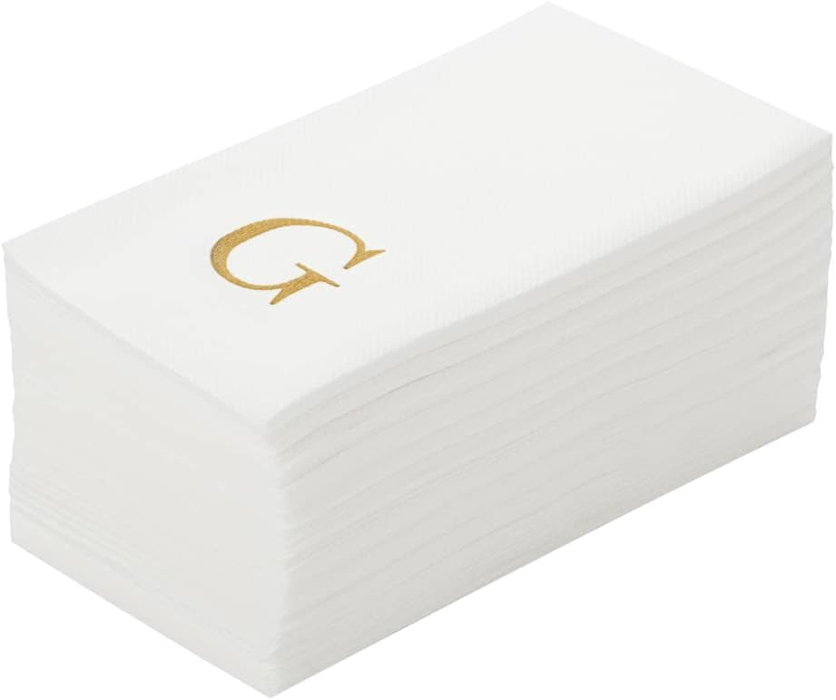 Restaurantware Gold Letter G Linen-Feel Guest Towels, Airlaid, 50 Count