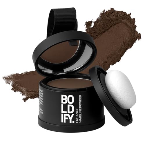 BOLDIFY Hairline Powder - Root Touch Up & Hair Loss Cover Up, Instant Gray Coverage 48-Hour Stain-Proof Hair Color Powder for Women & Men, Hair Fibers and Hair Topper Alternative (Medium Brown)