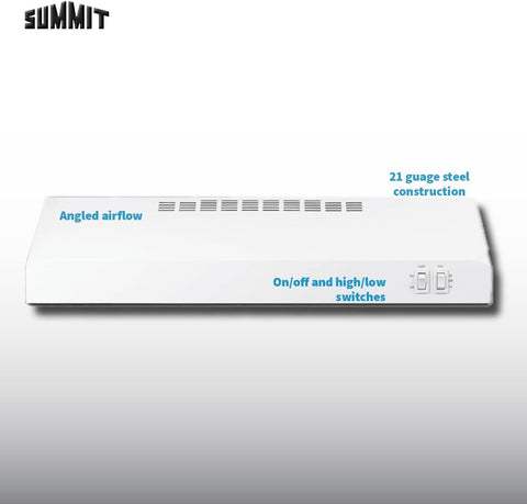 Summit 24” Under Cabinet Range Hood, White- HC24WW