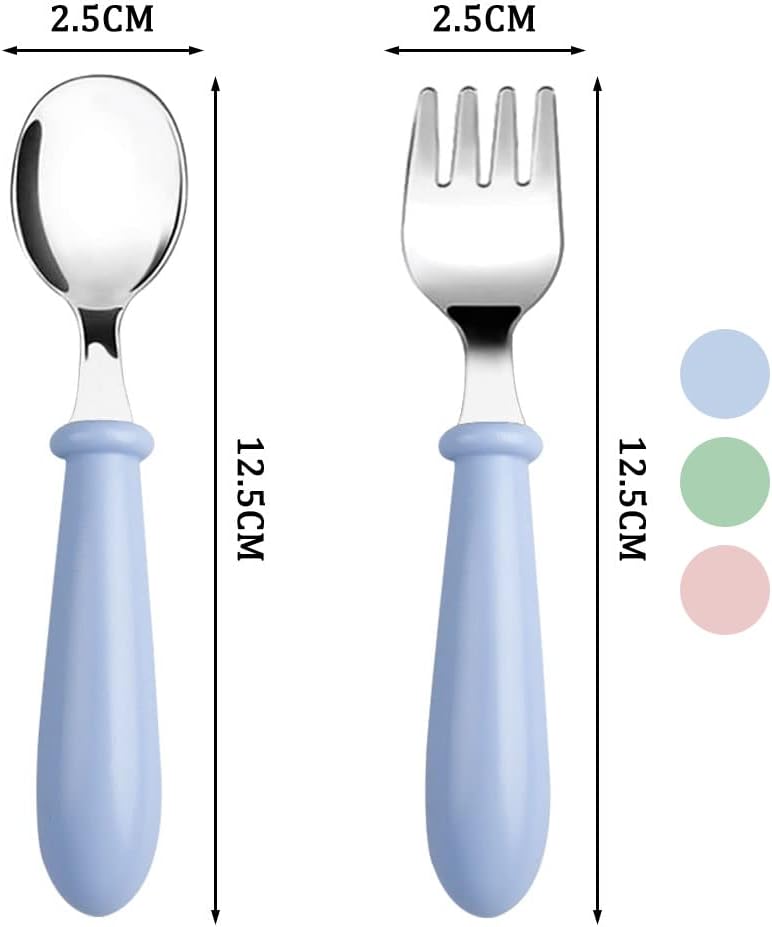 6-Pack Toddler Forks, 304 Stainless Steel, Round Handle, Dishwasher Safe