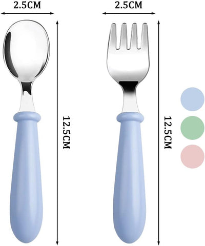 6-Pack Toddler Forks, 304 Stainless Steel, Round Handle, Dishwasher Safe