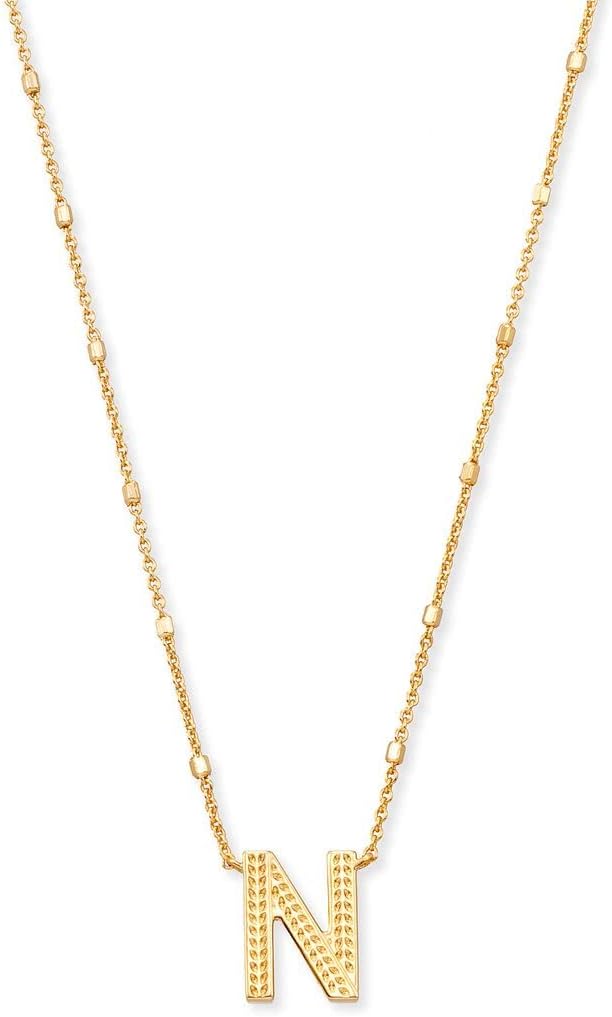 Kendra Scott Letters A-Z Pendant Necklace for Women, Fashion Jewelry, 14k Gold-Plated Brass