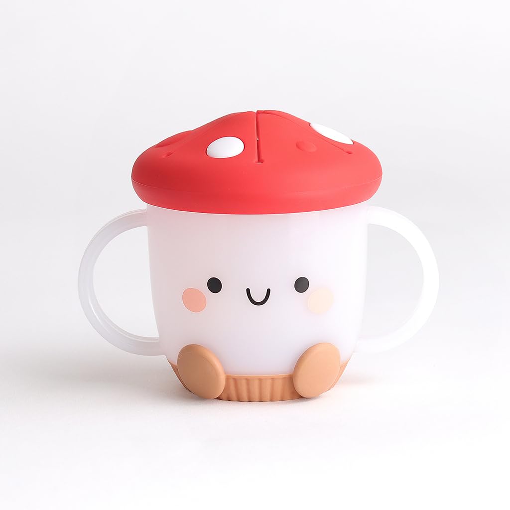 Itzy Ritzy Toddler Snack Cup, Spill-Proof w/Soft Silicone Lid, Mushroom