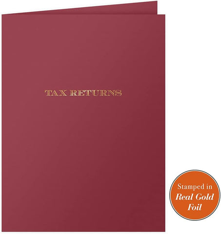 The Gallery Collection, 25 Count, Burgundy, Tax Returns Pocket Folders, Gold Foil Stamped, for Tax Professionals (9 x 12)