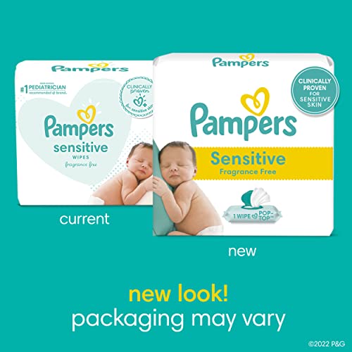 Pampers Sensitive Baby Wipes, Water Based, Hypoallergenic and Unscented, 8 Flip-Top Packs, 4 Refill Packs (1008 Wipes Total) [Packaging May Vary]