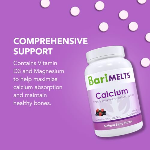 BariMelts Bariatric Calcium Citrate with Vitamin D3 and Magnesium - 1 Month Supply (120 Smooth-Dissolving Tablets) - Post-Op Bariatric Vitamins