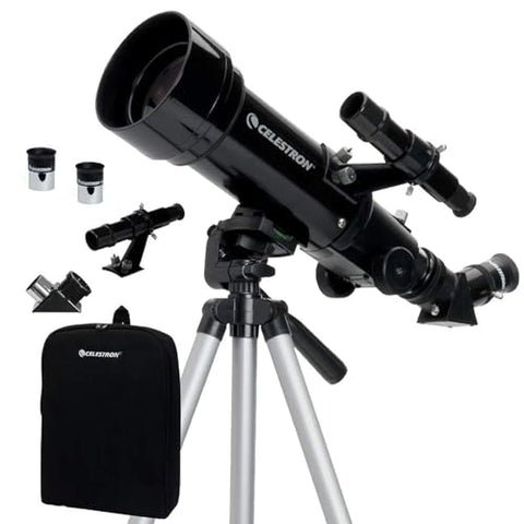 Celestron - 70mm Travel Scope - Portable Refractor Telescope - Fully-Coated Glass Optics - Ideal Telescope for Beginners - Bonus Astronomy Software Package