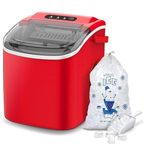 COWSAR Ice Makers Countertop, Portable Ice Maker Machine with Self-Cleaning, 26.5lbs/24Hrs, 6 Mins/9 Pcs Bullet Ice, Ice Scoop and Basket, Handheld Ice Maker for Kitchen/Home/Office/Party