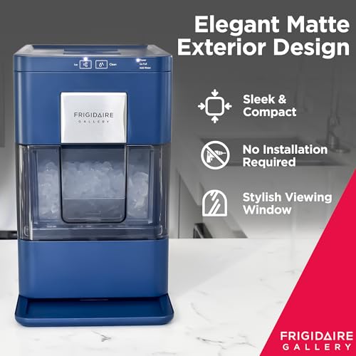 FRIGIDAIRE Gallery EFIC255 Countertop Crunchy Chewable Nugget Ice Maker, 44lbs per Day, Auto Self Cleaning, 2.0 Gen, Navy