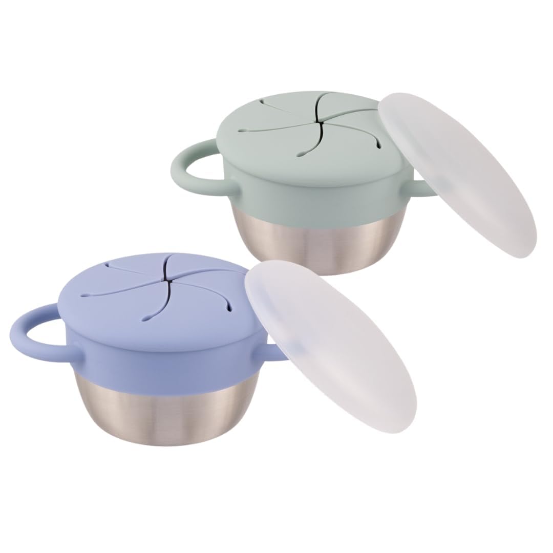 Elk and Friends Kids/Toddler Stainless Steel Snack Cups + Travel Lids | 2pk
