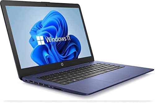 Newest HP 14" HD Laptop, Windows 11, Intel Celeron Dual-Core Processor Up to 2.60GHz, 4GB RAM, 64GB SSD, Webcam, Dale Pink(Renewed) (Dale Blue)